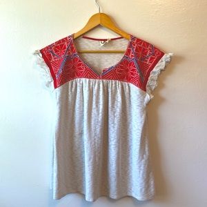 One September size XL Boho knit embroidered top